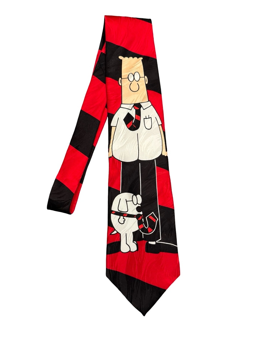 Dilbert & Dog Red Black Silk Novelty Tie United Feature Syndicate 4”